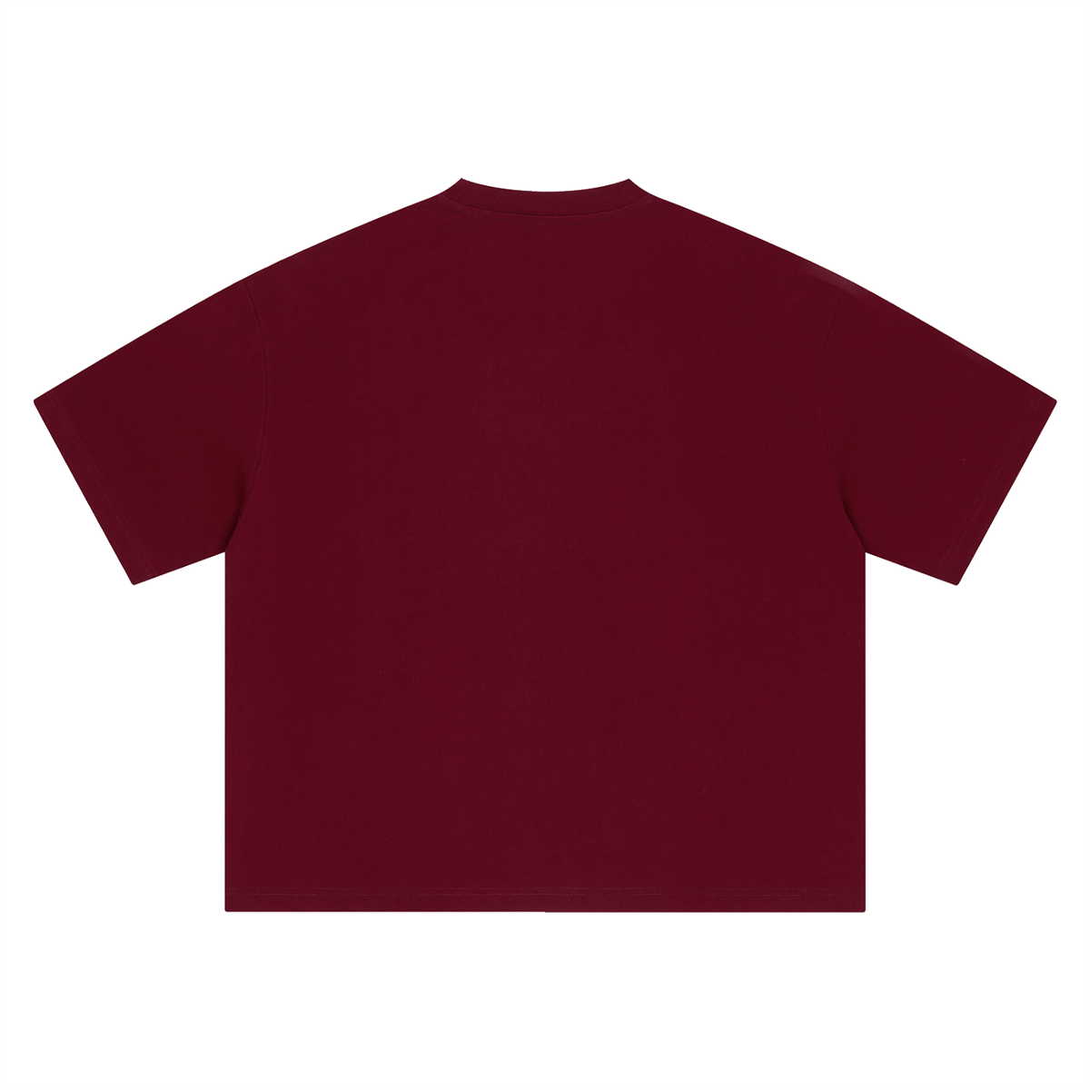 Unisex Boxy Drop Shoulder Cotton T-Shirt in dark red, alternate angle