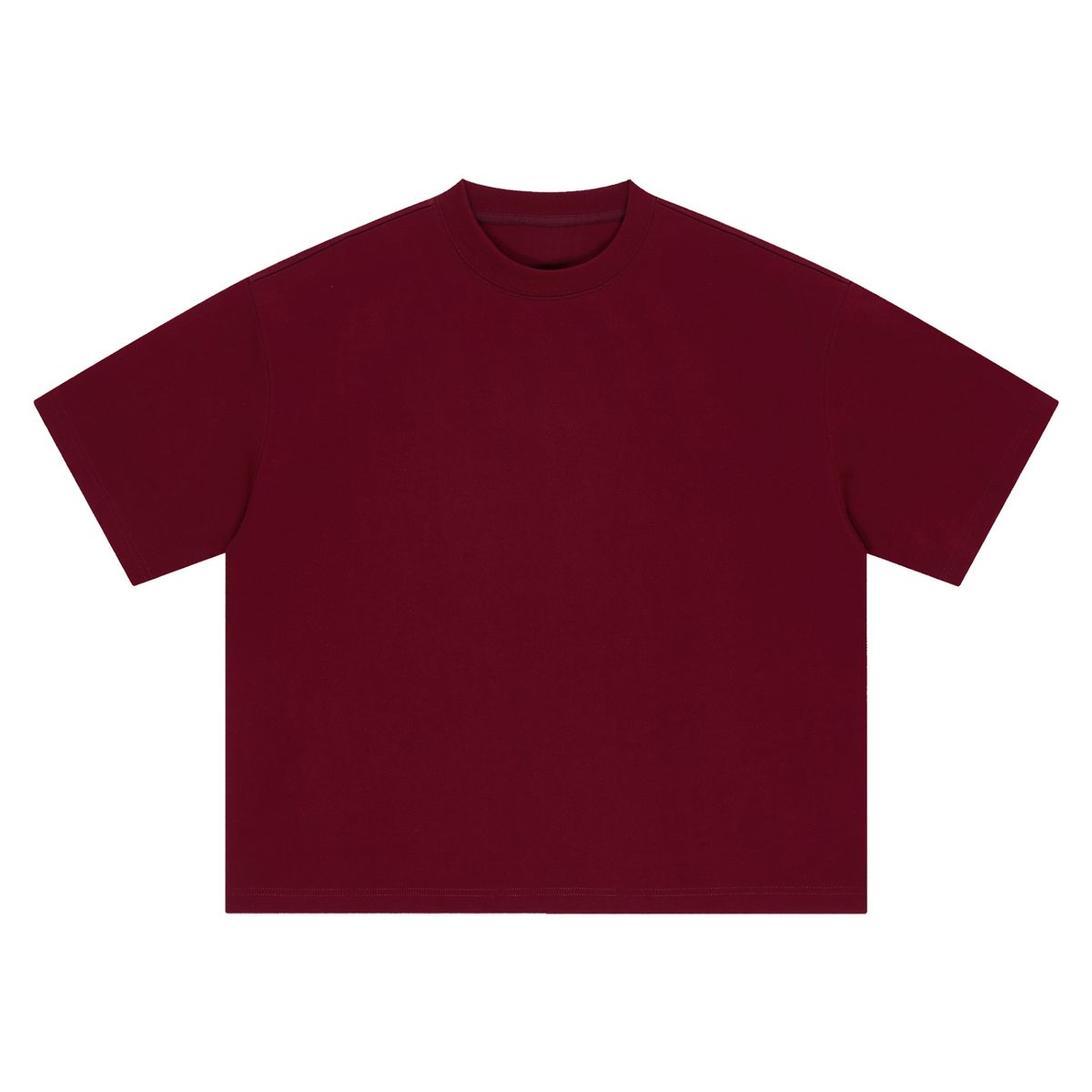 Unisex Boxy Drop Shoulder Cotton T-Shirt in dark red