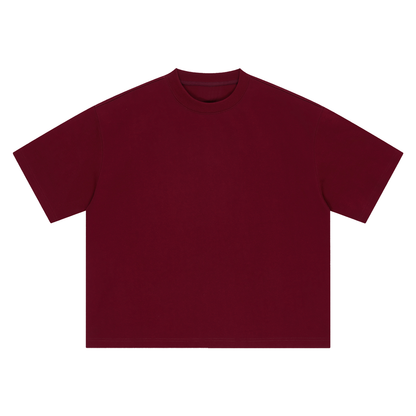 Unisex Boxy Drop Shoulder Cotton T-Shirt in dark red