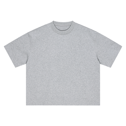 Unisex Boxy Drop Shoulder Cotton T-Shirt in flower gray