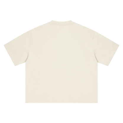 Unisex Boxy Drop Shoulder Cotton T-Shirt in mild apricot, alternate angle