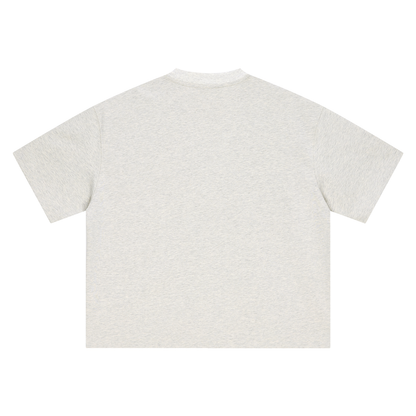Unisex Boxy Drop Shoulder Cotton T-Shirt in oat gray, alternate angle