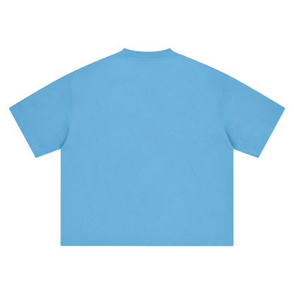Unisex Boxy Drop Shoulder Cotton T-Shirt in sky blue, alternate angle