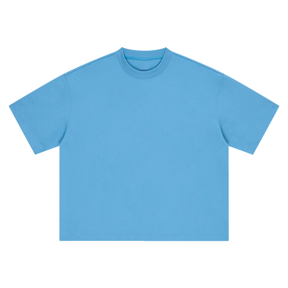 Unisex Boxy Drop Shoulder Cotton T-Shirt in sky blue
