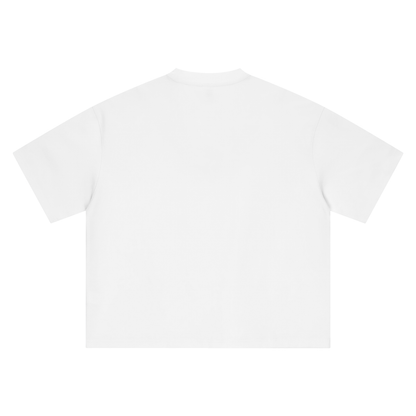 Unisex Boxy Drop Shoulder Cotton T-Shirt in white, alternate angle