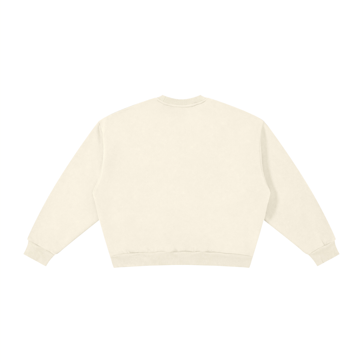 Unisex Boxy Fleece Crewneck Sweatshirt in apricot, alternate angle