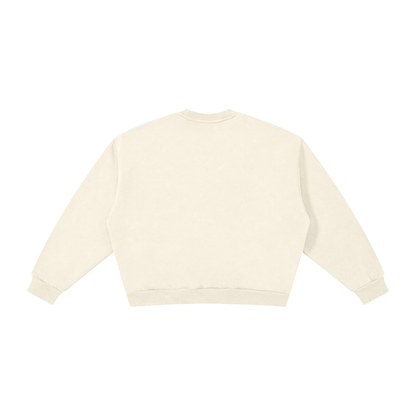 Unisex Boxy Fleece Crewneck Sweatshirt in apricot, alternate angle