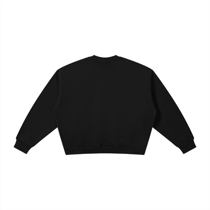 Unisex Boxy Fleece Crewneck Sweatshirt in black, alternate angle