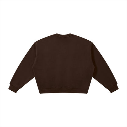 Unisex Boxy Fleece Crewneck Sweatshirt in coffee, alternate angle
