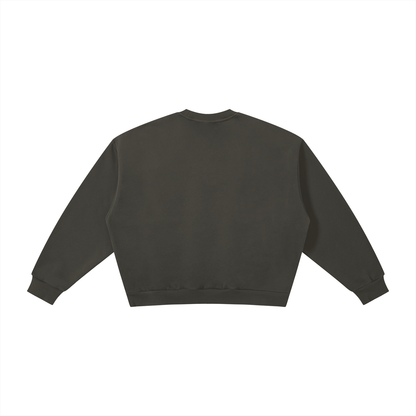 Unisex Boxy Fleece Crewneck Sweatshirt in dark gray, alternate angle