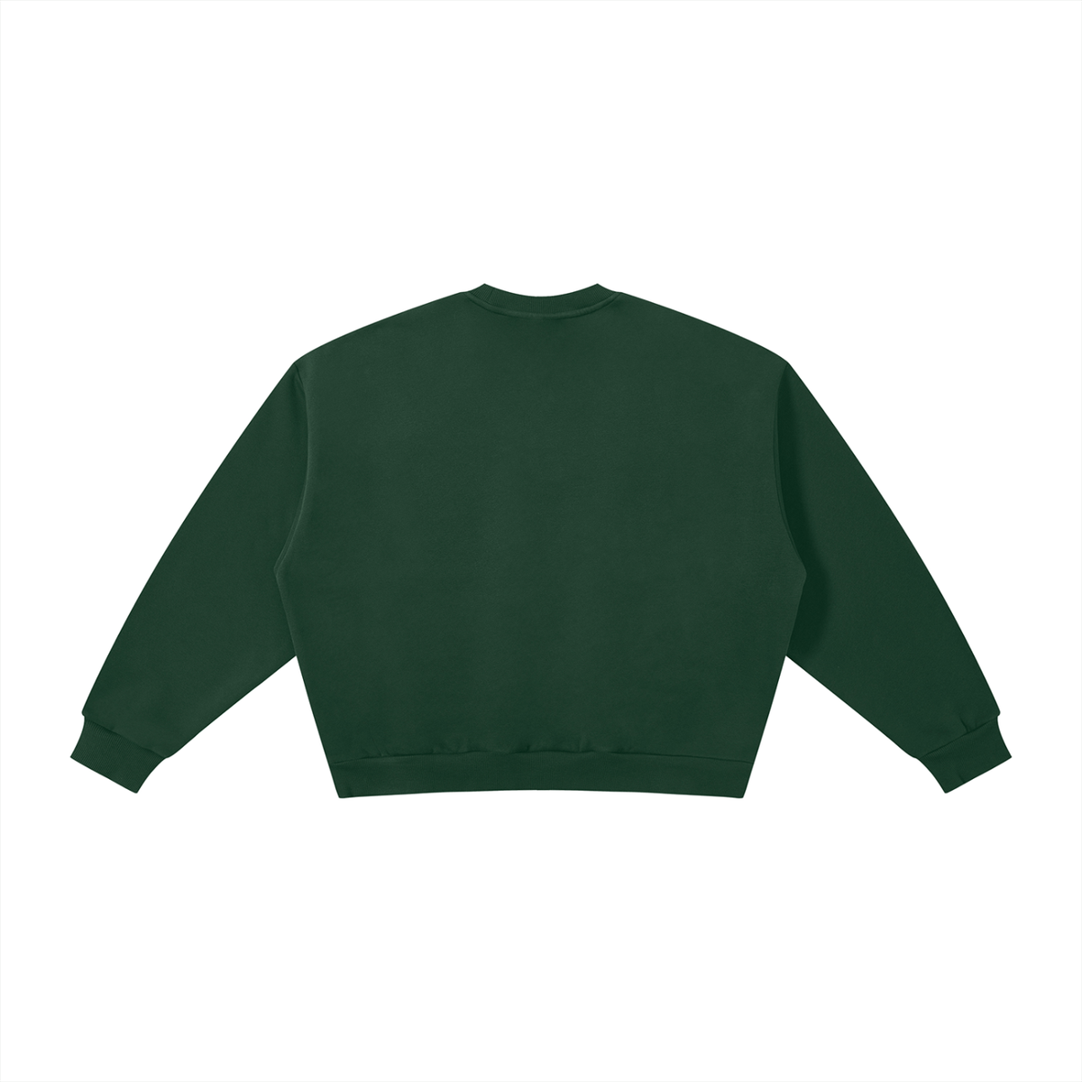 Unisex Boxy Fleece Crewneck Sweatshirt in dark green, alternate angle