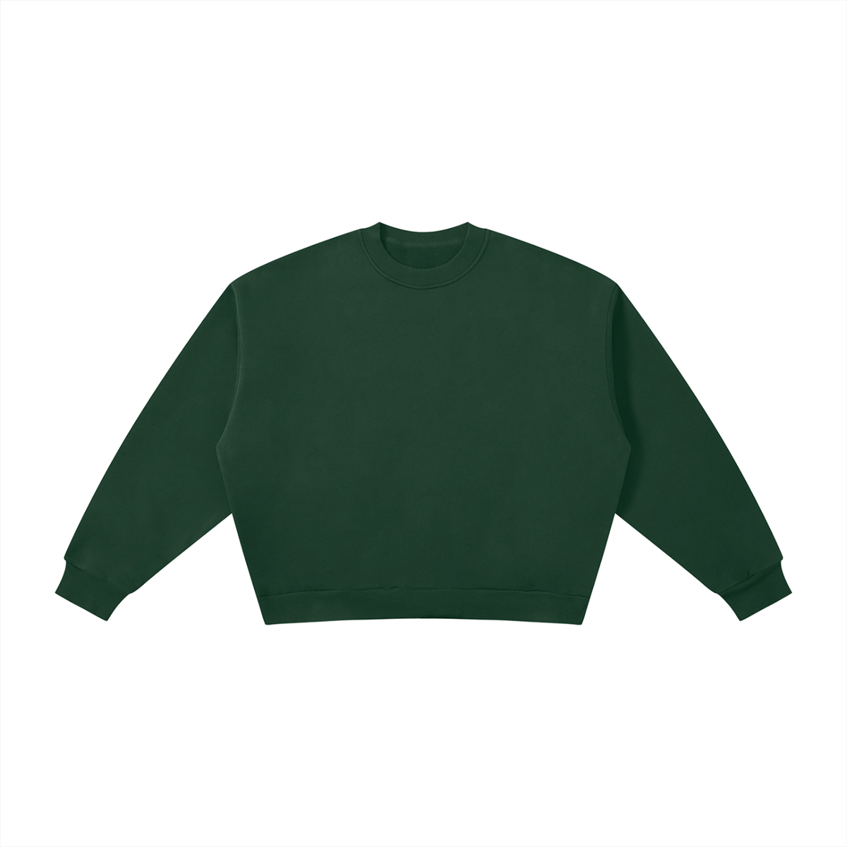 Unisex Boxy Fleece Crewneck Sweatshirt in dark green