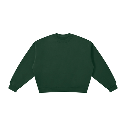 Unisex Boxy Fleece Crewneck Sweatshirt in dark green