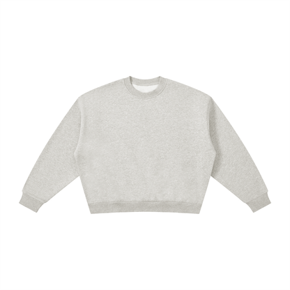 Unisex Boxy Fleece Crewneck Sweatshirt in flower gray
