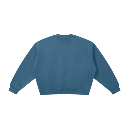 Unisex Boxy Fleece Crewneck Sweatshirt in haze blue, alternate angle
