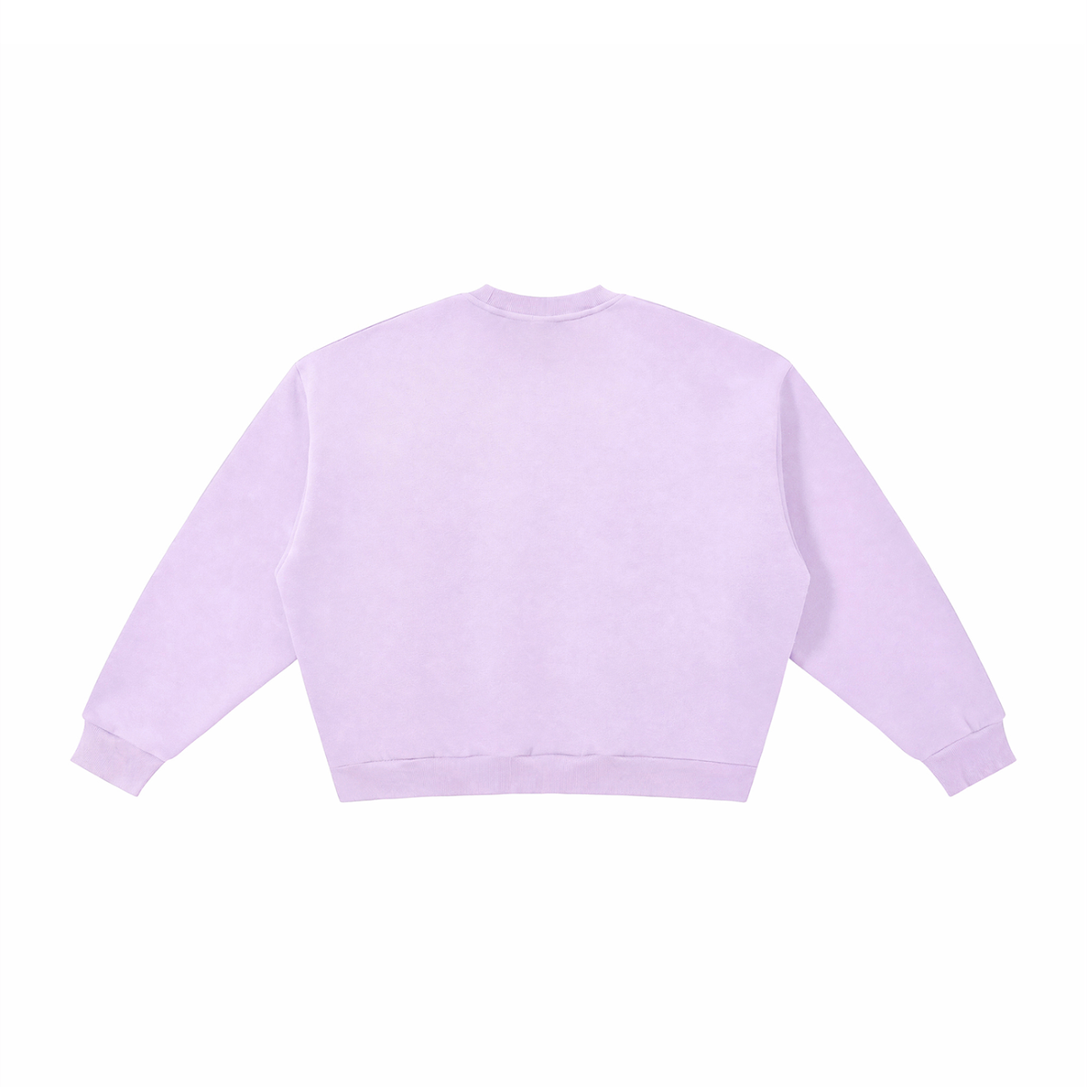 Unisex Boxy Fleece Crewneck Sweatshirt in light purple, alternate angle