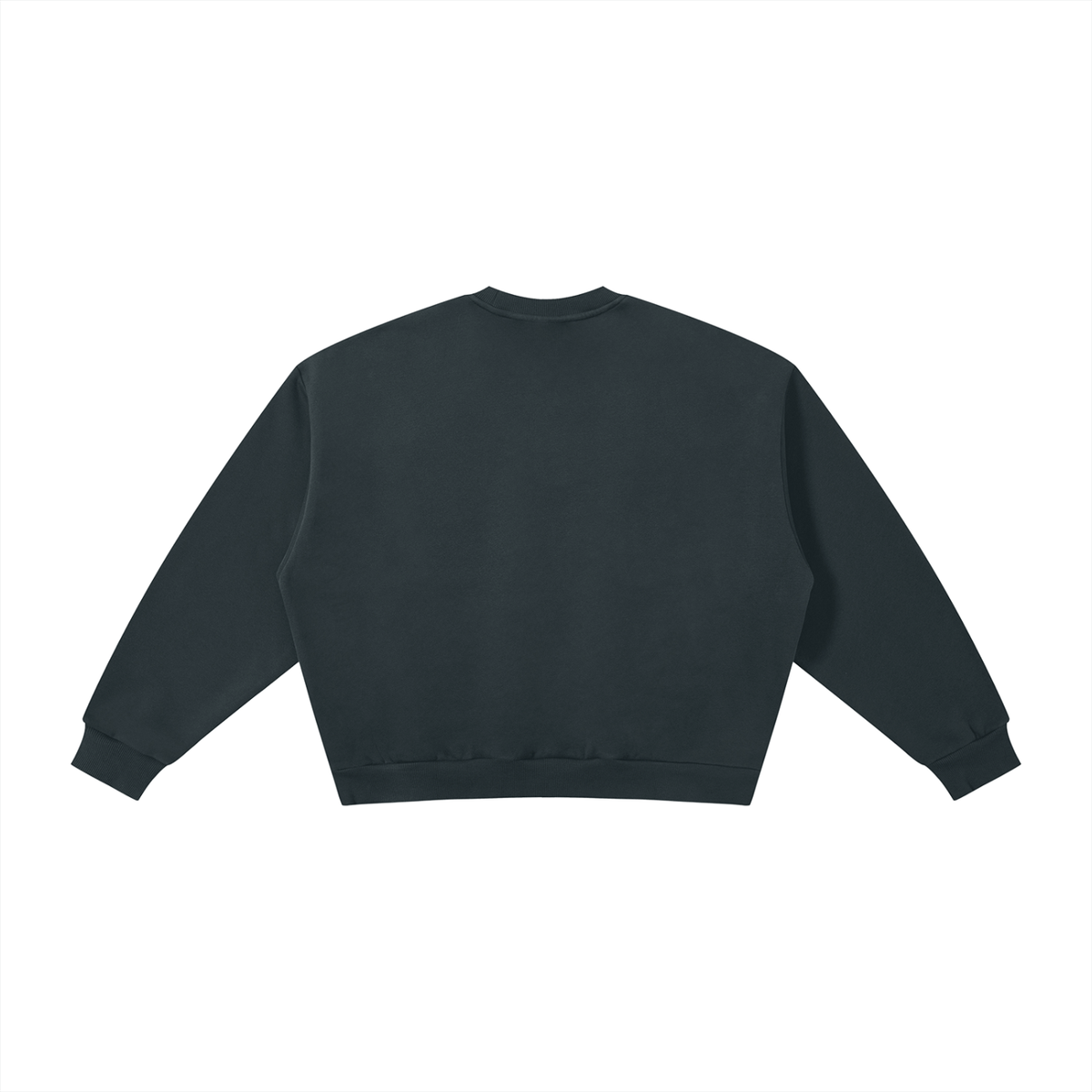 Unisex Boxy Fleece Crewneck Sweatshirt in navy blue, alternate angle