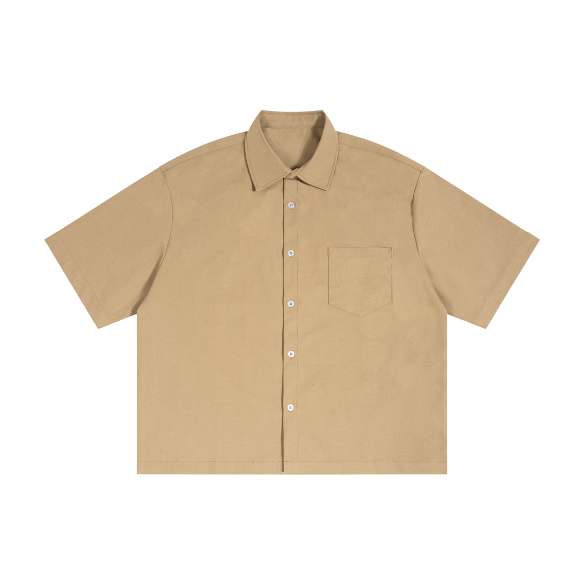 Unisex Boxy Heavyweight Short Sleeve Shirt in khaki