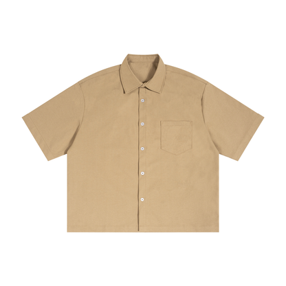 Unisex Boxy Heavyweight Short Sleeve Shirt in khaki