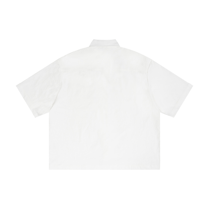 Unisex Boxy Heavyweight Short Sleeve Shirt in white, alternate angle