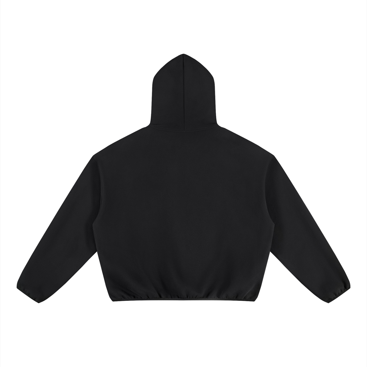 Unisex Boxy Piping Fleece Hoodie in black, alternate angle