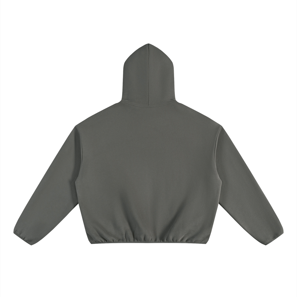 Unisex Boxy Piping Fleece Hoodie in dark gray, alternate angle