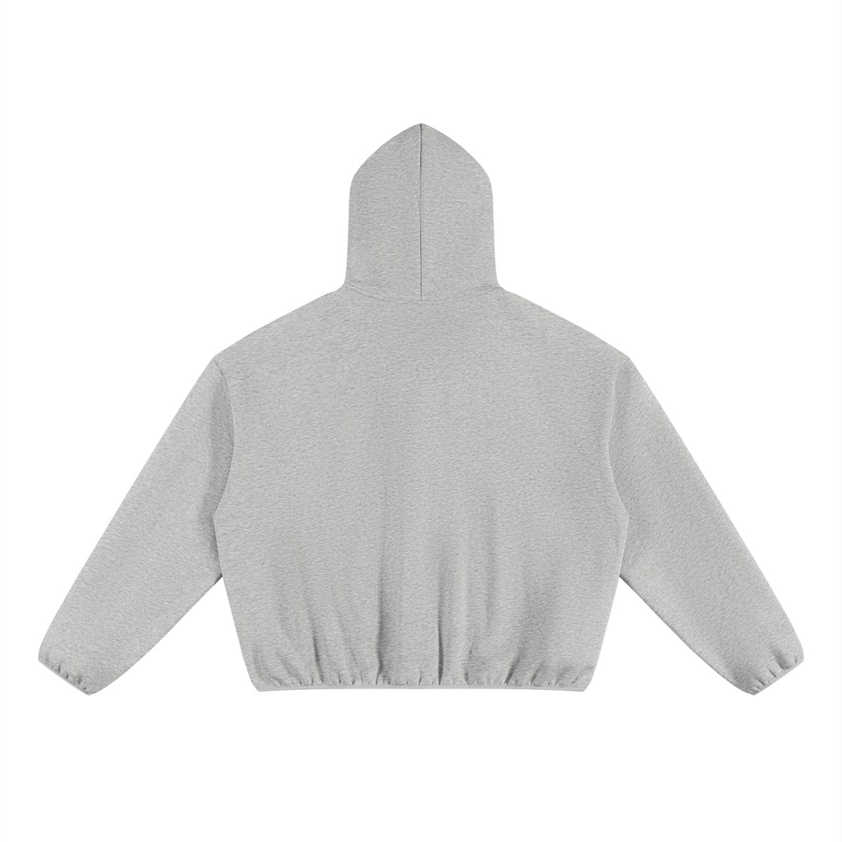 Unisex Boxy Piping Fleece Hoodie in flower gray, alternate angle