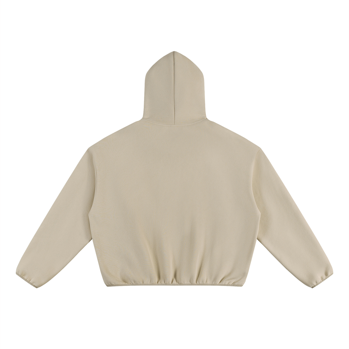 Unisex Boxy Piping Fleece Hoodie in khaki, alternate angle