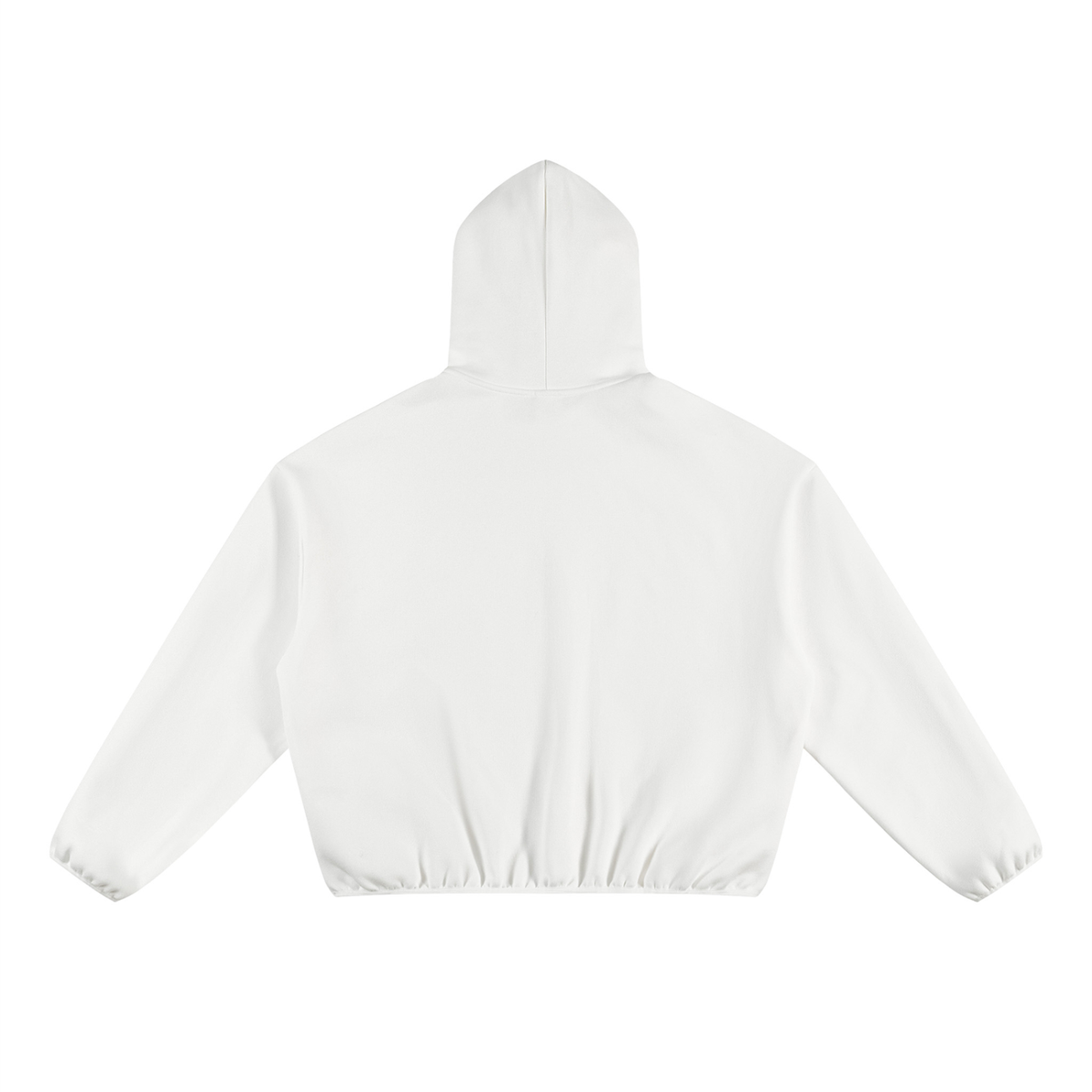 Unisex Boxy Piping Fleece Hoodie in white, alternate angle