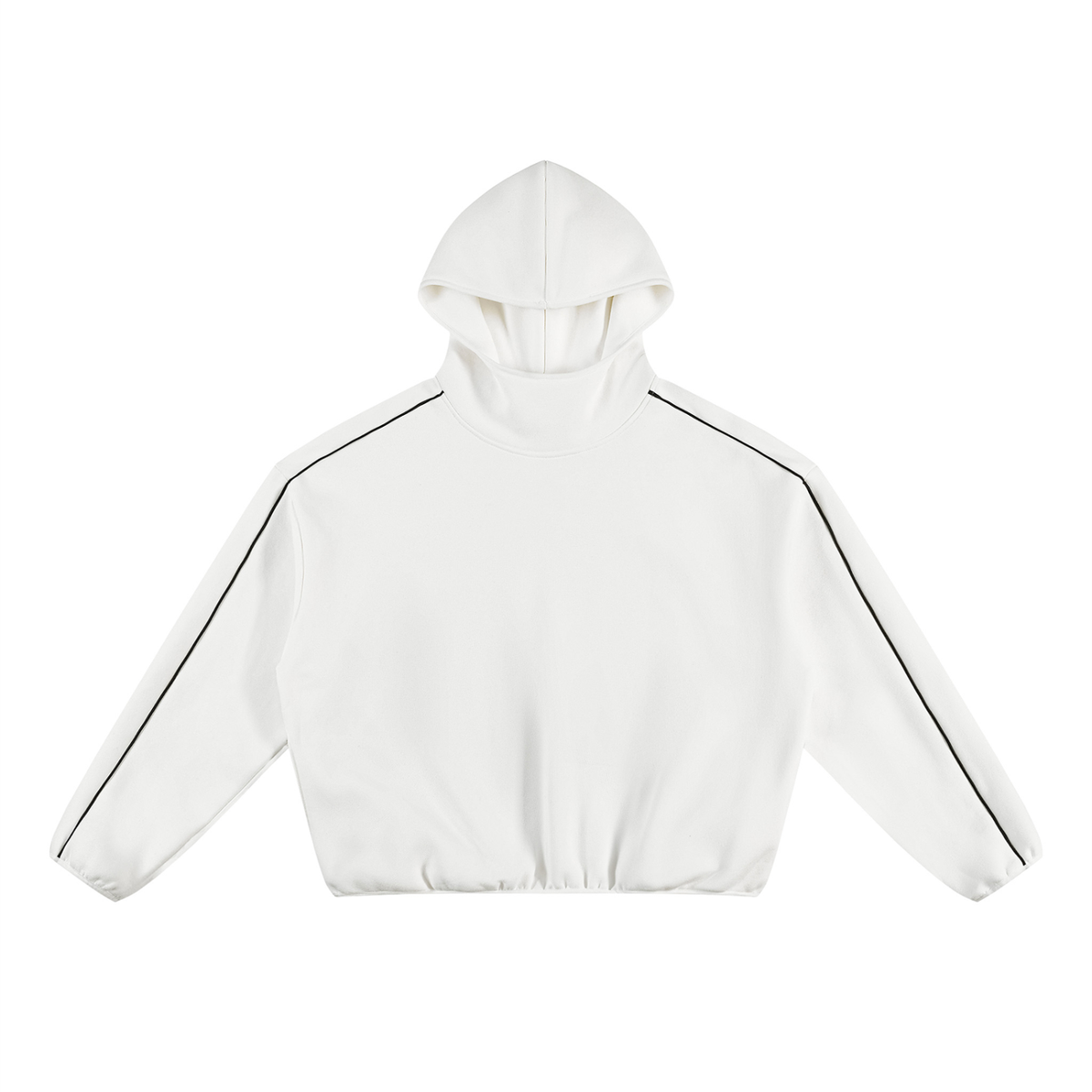 Unisex Boxy Piping Fleece Hoodie in white
