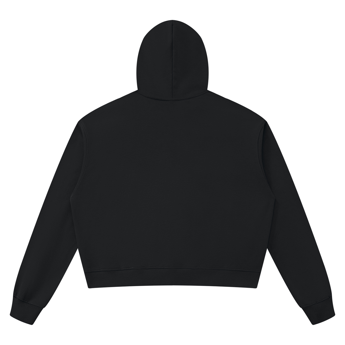 Unisex Boxy Raw Edge Hoodie in black, alternate angle