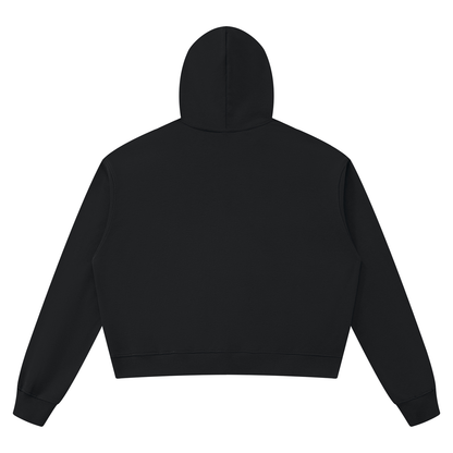 Unisex Boxy Raw Edge Hoodie in black, alternate angle