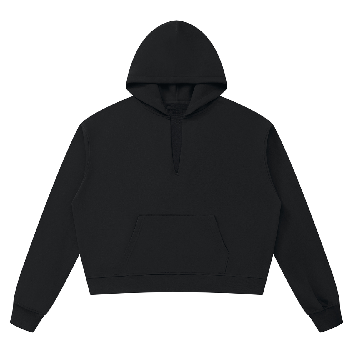 Unisex Boxy Raw Edge Hoodie in black