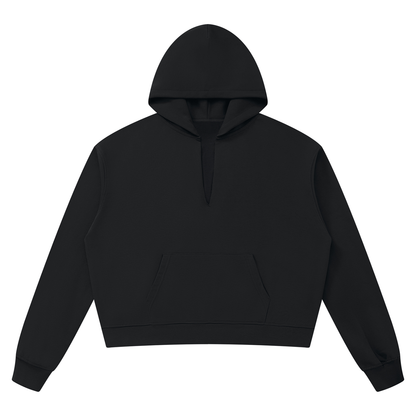 Unisex Boxy Raw Edge Hoodie in black