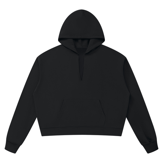 Unisex Boxy Raw Edge Hoodie in black