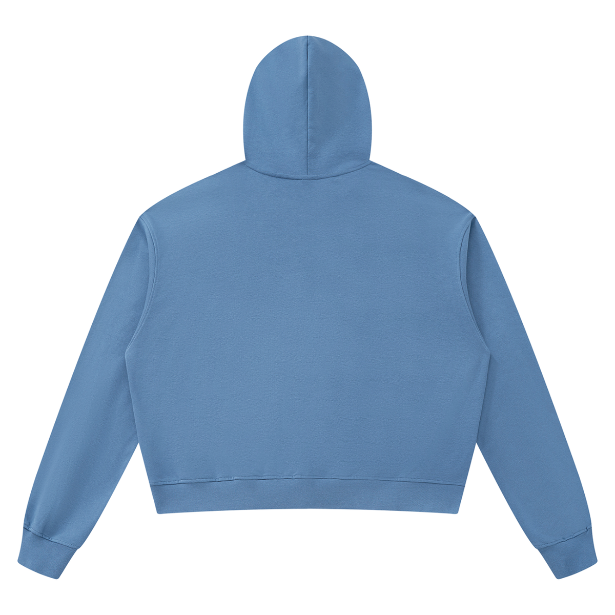 Unisex Boxy Raw Edge Hoodie in gray blue, alternate angle