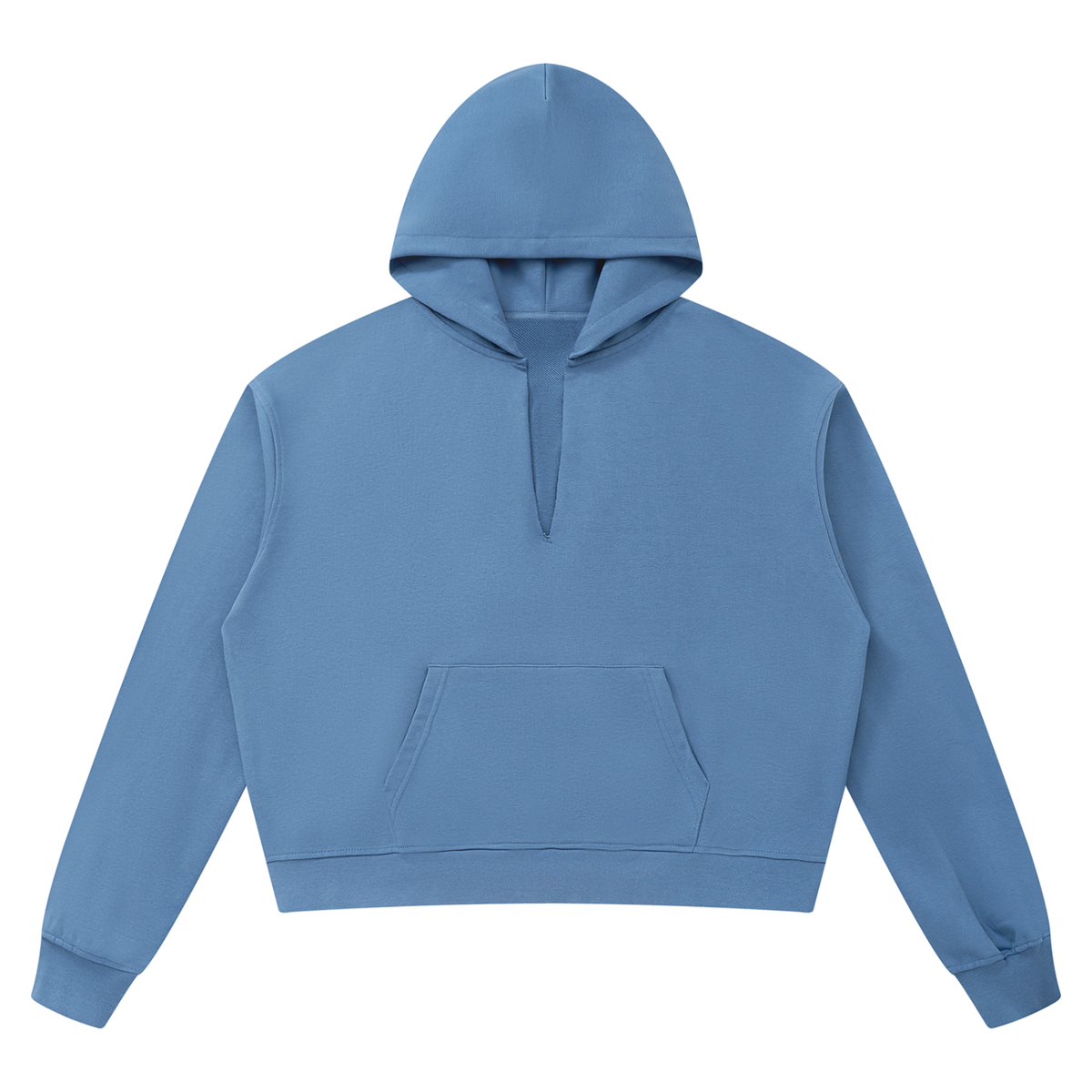 Unisex Boxy Raw Edge Hoodie in gray blue