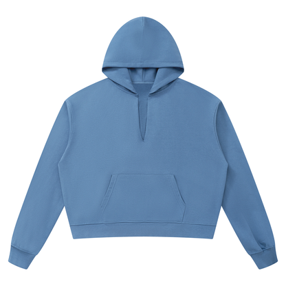Unisex Boxy Raw Edge Hoodie in gray blue