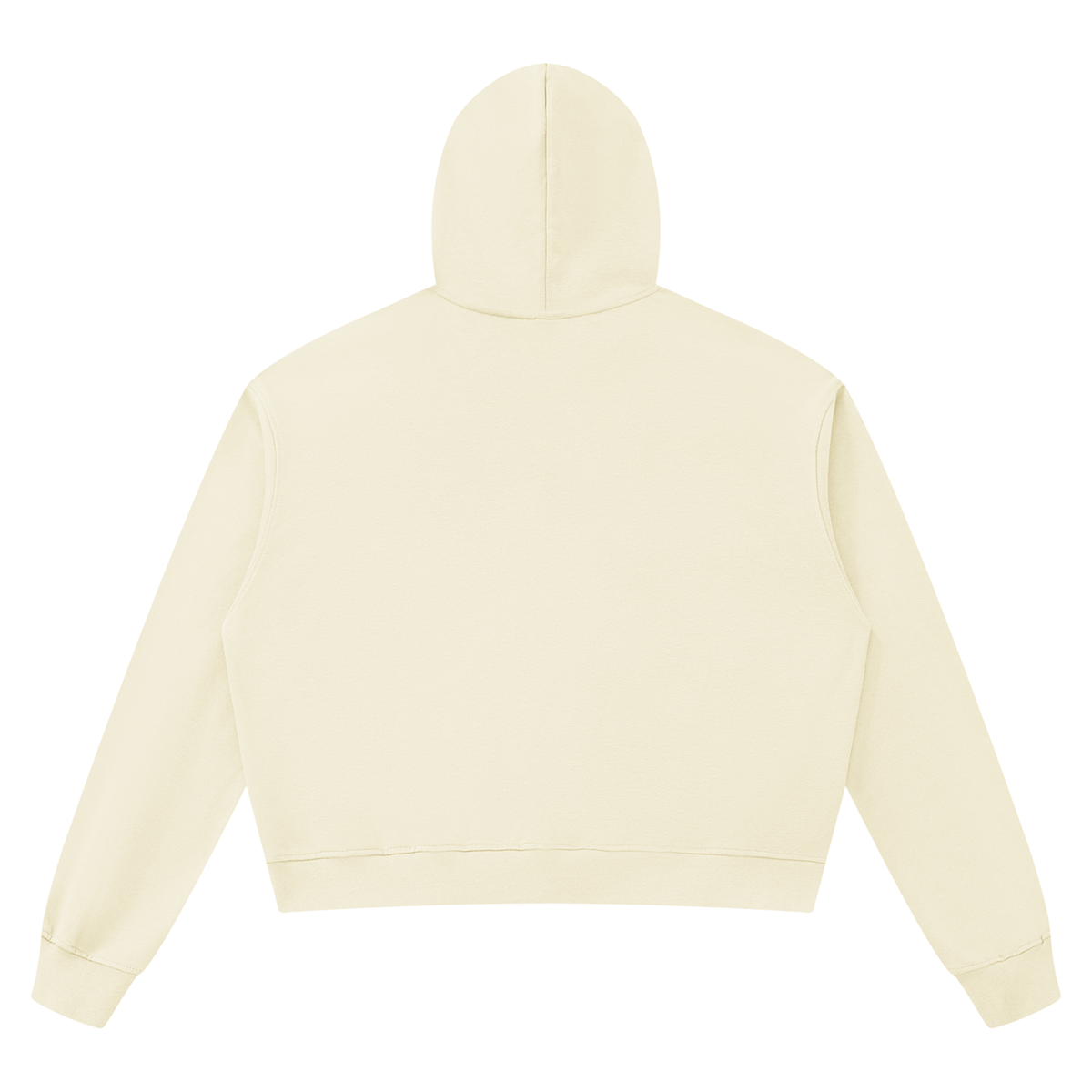 Unisex Boxy Raw Edge Hoodie in light apricot, alternate angle