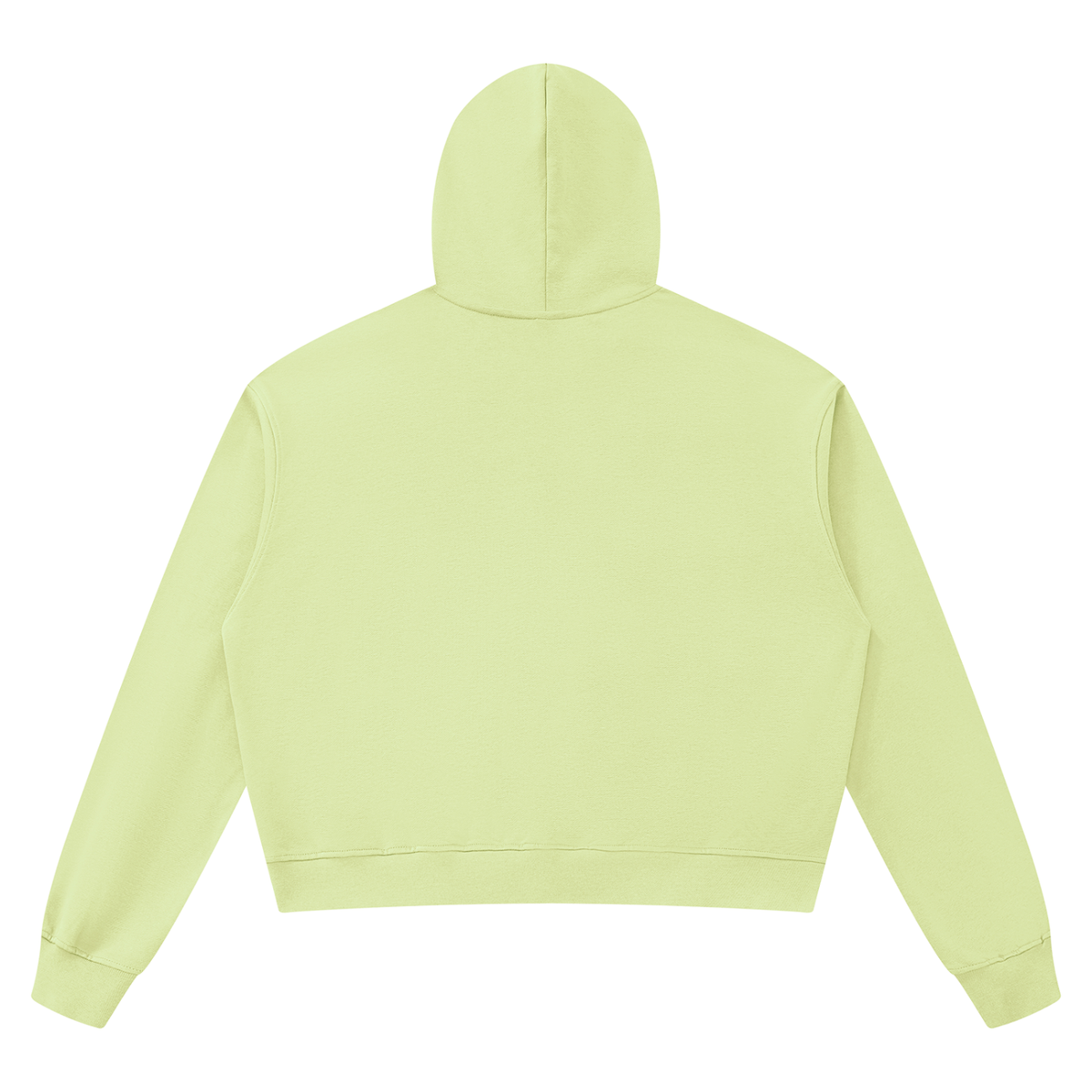 Unisex Boxy Raw Edge Hoodie in light green, alternate angle