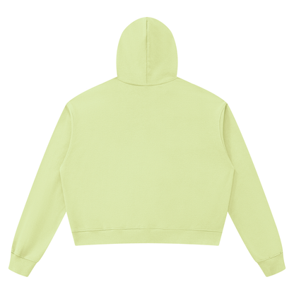 Unisex Boxy Raw Edge Hoodie in light green, alternate angle