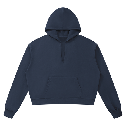 Unisex Boxy Raw Edge Hoodie in navy blue