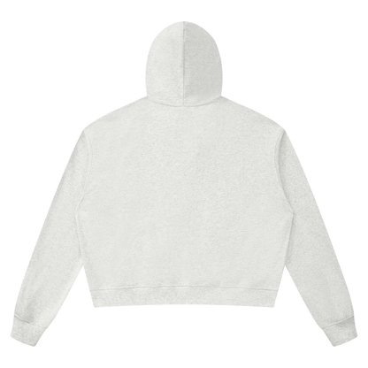 Unisex Boxy Raw Edge Hoodie in oat gray, alternate angle