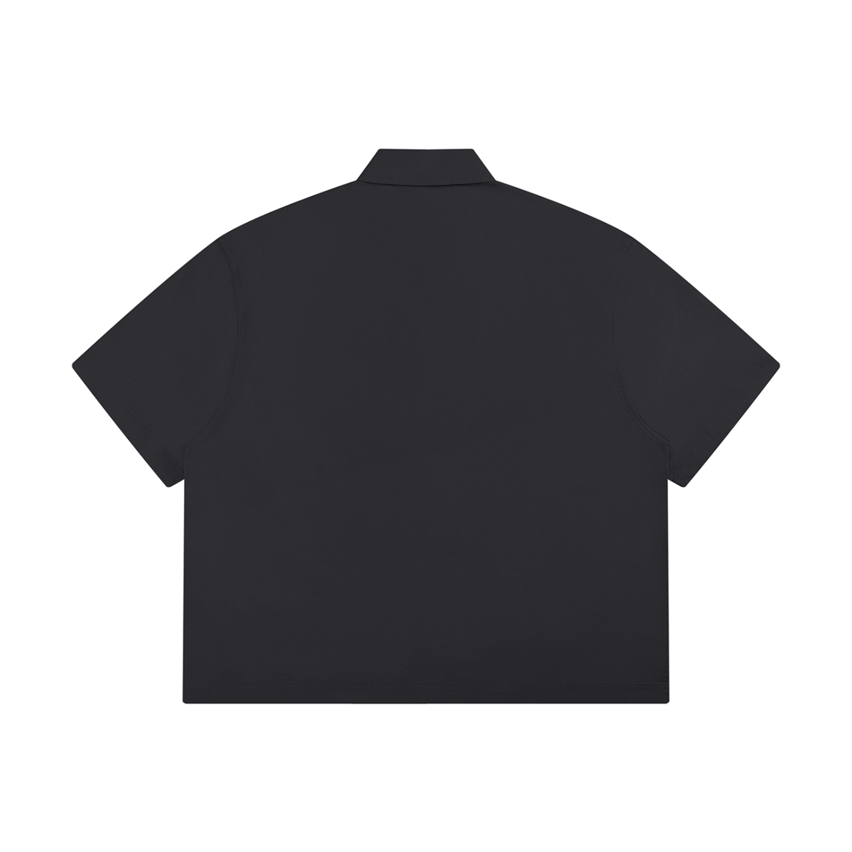 Unisex Boxy Short Sleeve Shirt in black, alternate angle