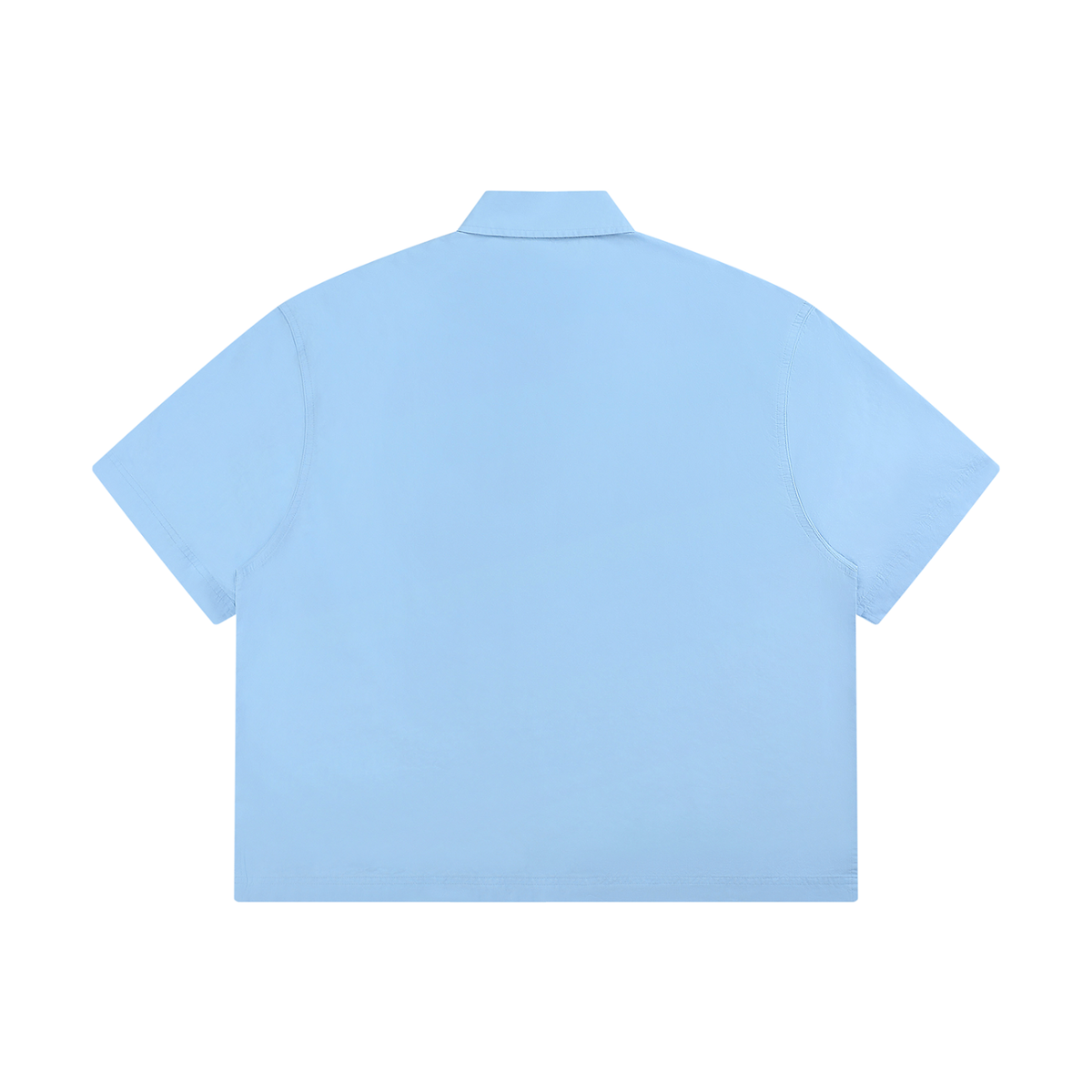 Unisex Boxy Short Sleeve Shirt in blue, alternate angle