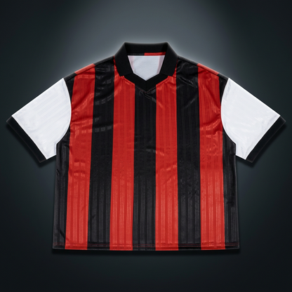 Unisex Boxy Striped Collared Soccer Jersey