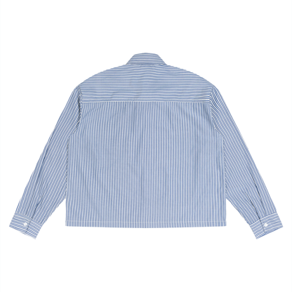 Unisex Boxy Striped Shirt in light blue, alternate angle