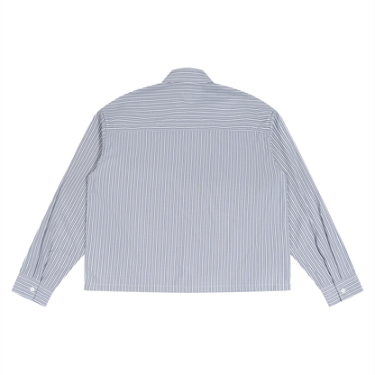 Unisex Boxy Striped Shirt in light gray, alternate angle