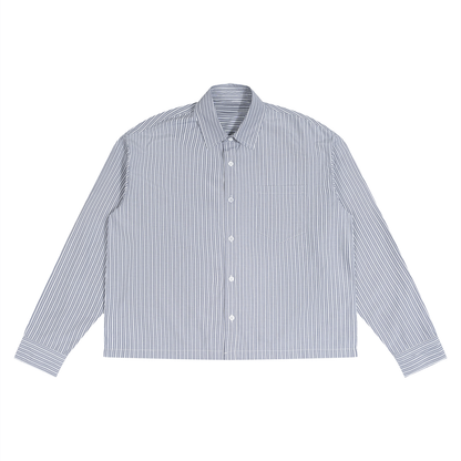 Unisex Boxy Striped Shirt in light gray