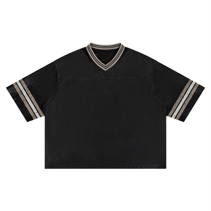 Unisex Boxy Striped Soccer Jersey in black